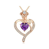 Personalisierte Sterlingsilber Dezember Geburtsstein kette - Herz Anhänger mit Rose,Geschenke für Sie